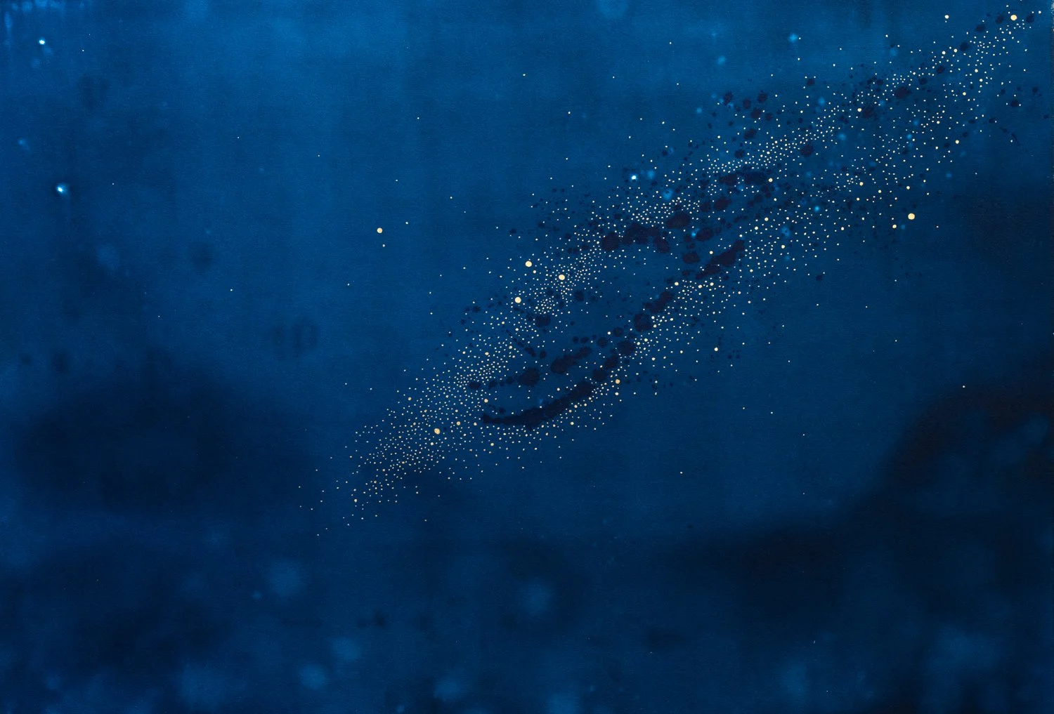 Out Here, In the Unknown
22" x  30"
Gold ink over cyanotype painting on watercolor paper
[Sold]