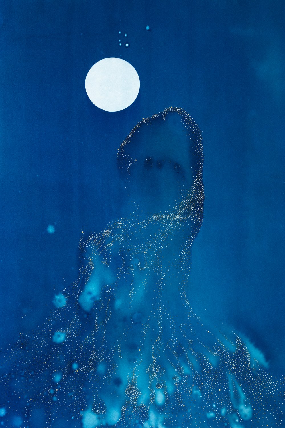 Each Star a Multitude
30” x 22”
Gold ink over cyanotype painting on watercolor paper