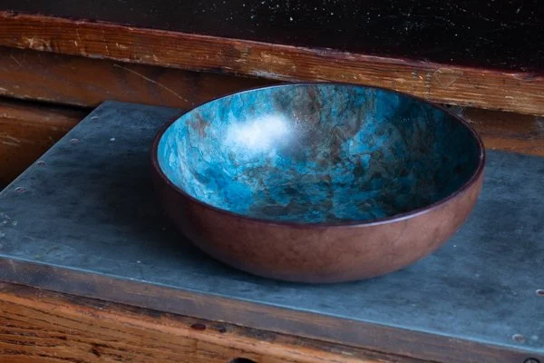 Tamponato dyed leather bowl from Leather Like Pottery 2026