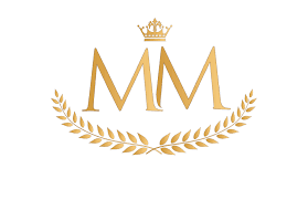 Gold logo featuring two large 'M's with a crown above and laurel branches below