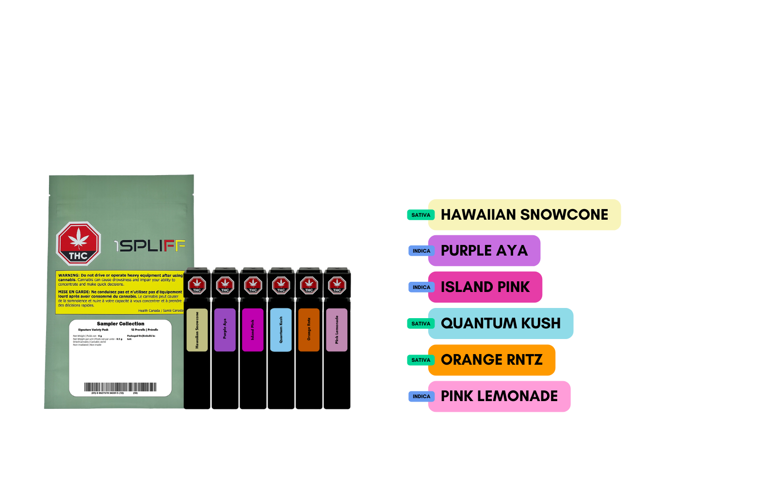 Sampler Collection 12x0.5g pre-roll pack – 6 strain variety with balanced flavour and potency