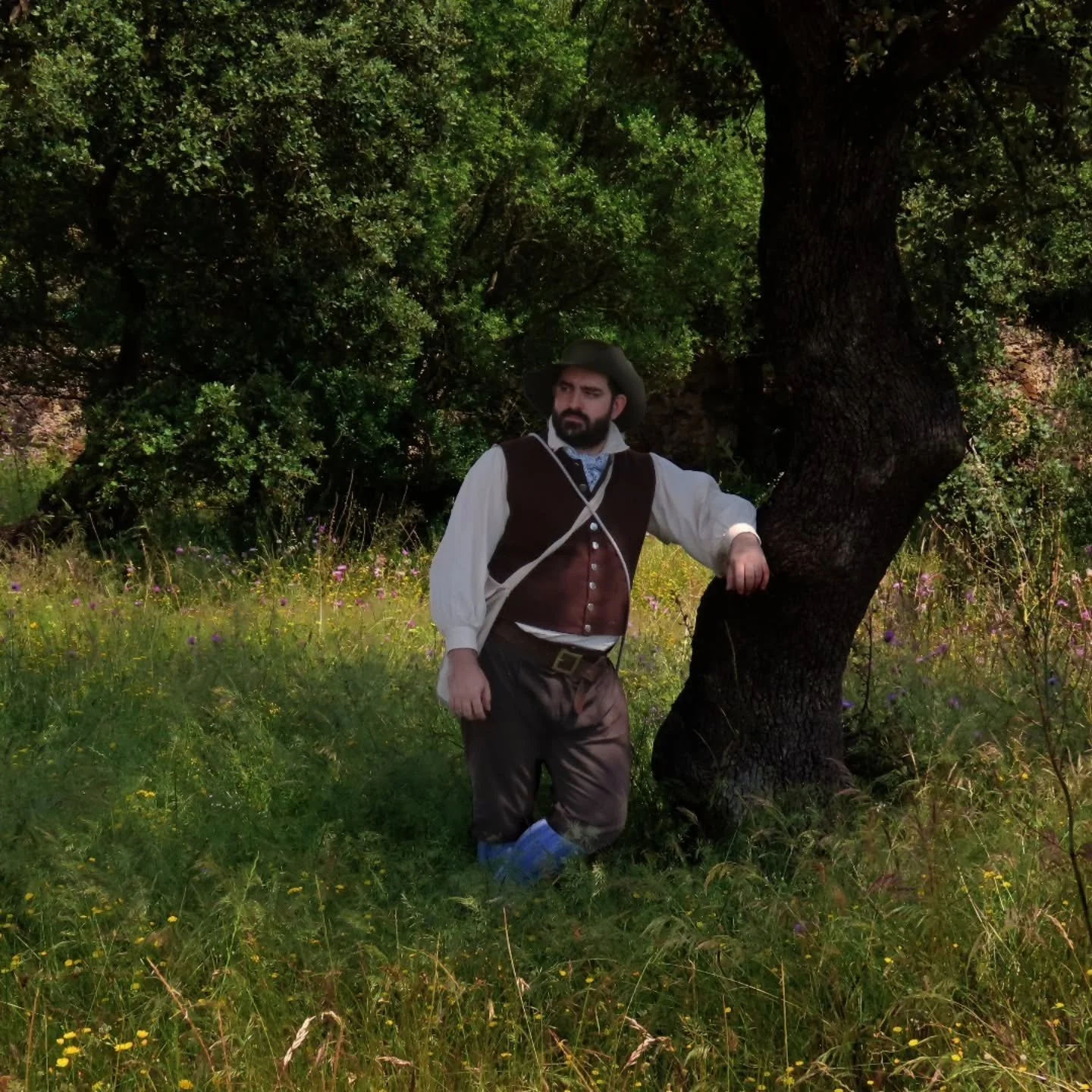 A portuguese civilian  near Guadiana River, by the destroyed Ajuda Bridge, early 19th Century