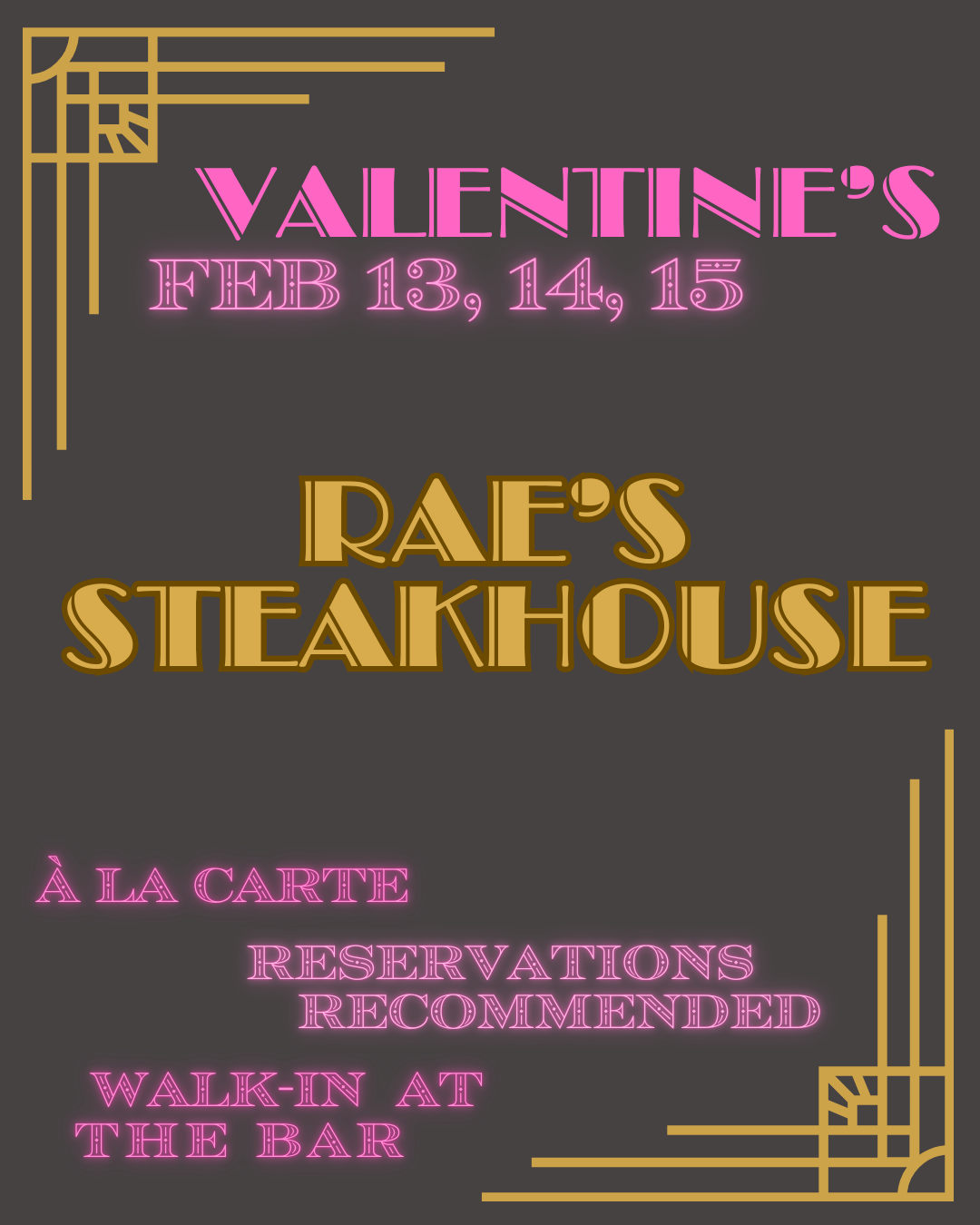 Valentine's: RAE'S Steakhouse