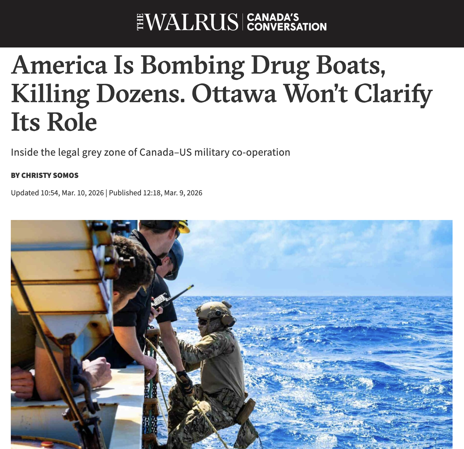 America is bombing drug boats, killing dozens. Ottawa won't clarify its role