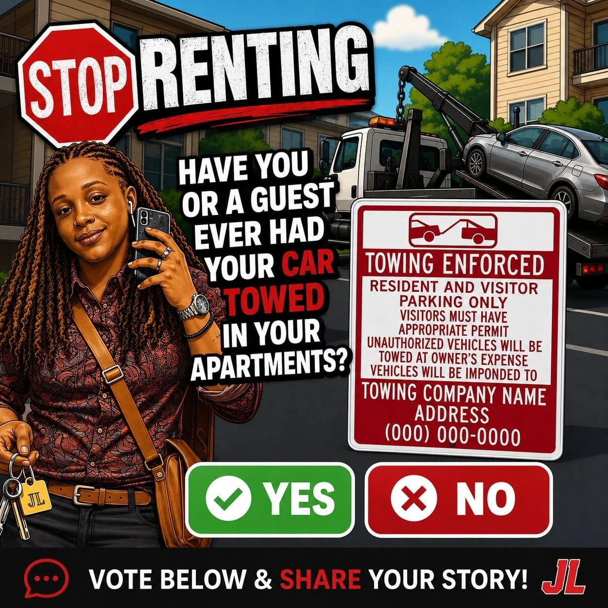 If it ain't one thing it's another!!

Towing fees are just one way that apartments are able to make additional income off of their hardworking tenants.

Apartment complexes contract tow companies to "Enforce" parking which racks up big mone