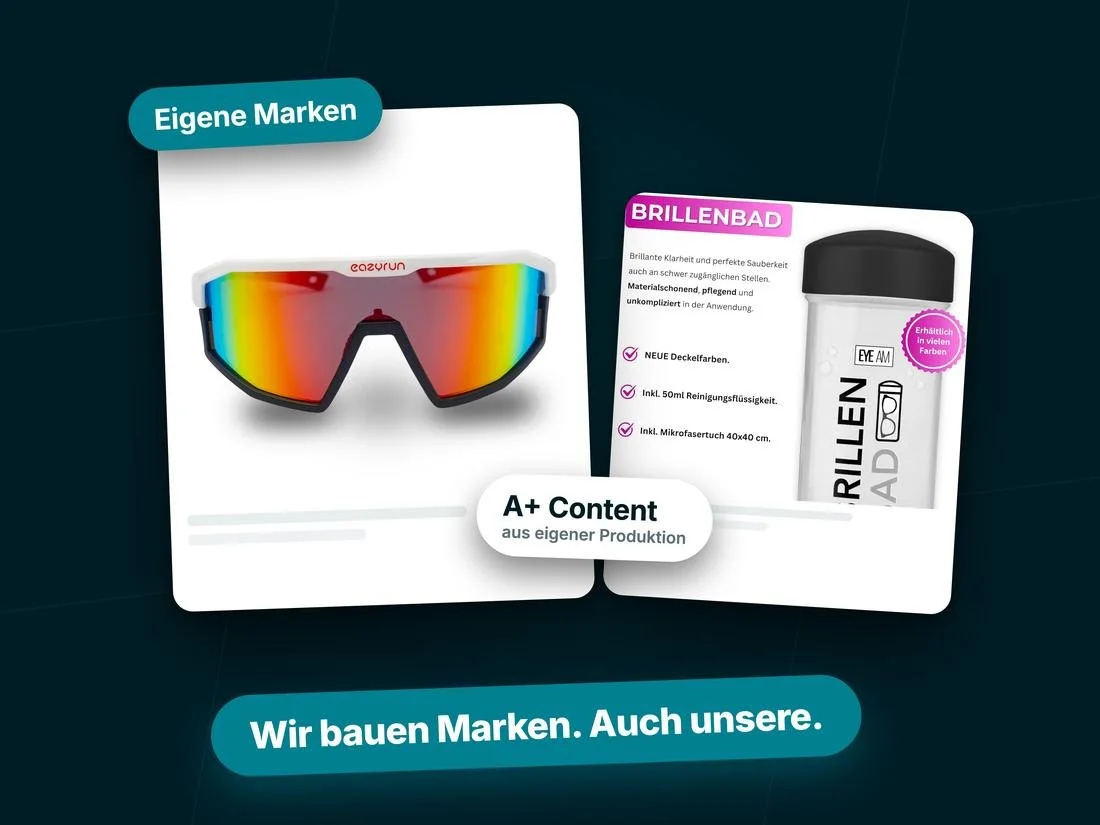 Kacheln der eigenen Marken: eazyrun-Sportbrille und Brillenbad-A+-Panel