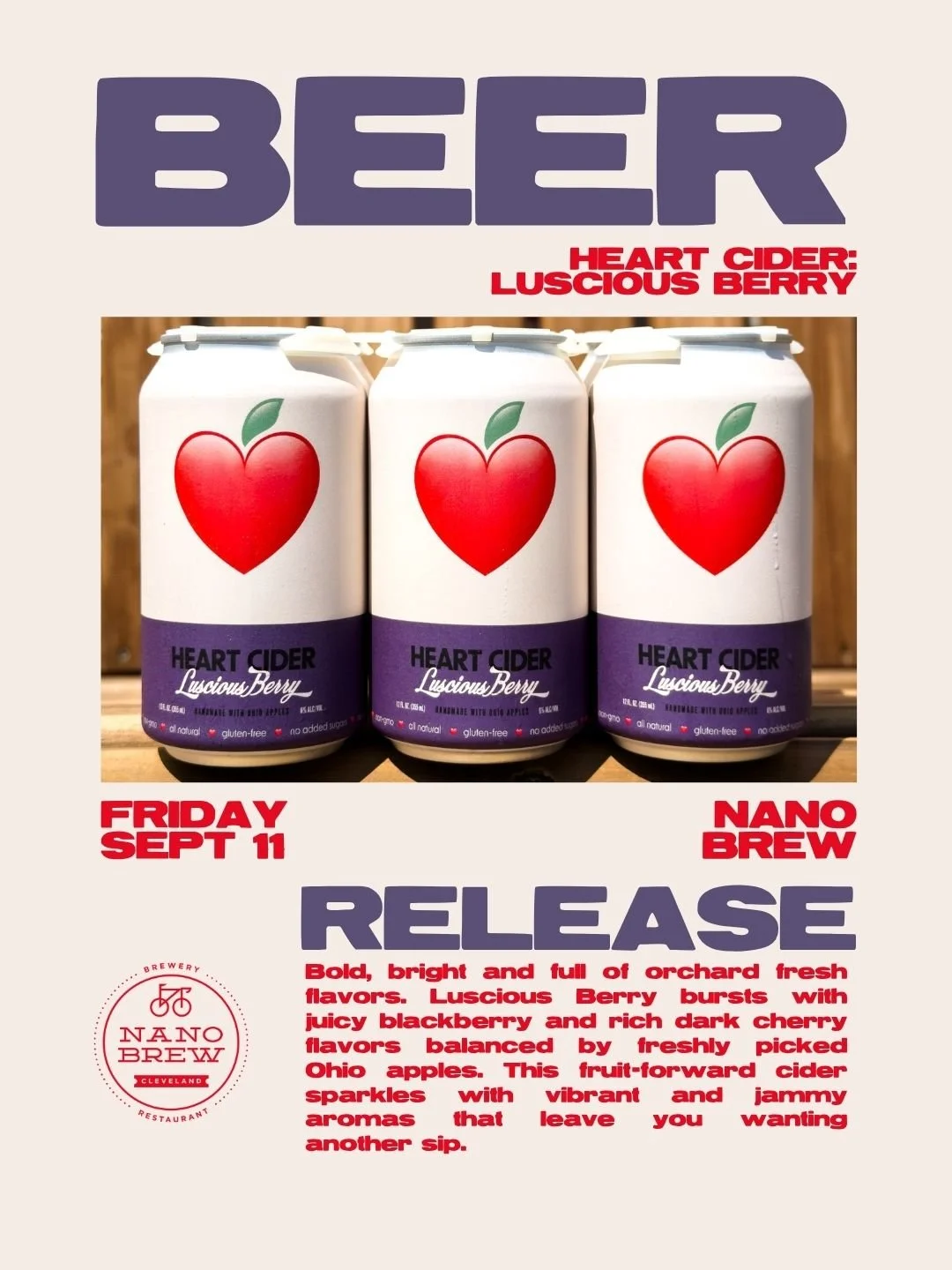 9/11 | Nano Brew | Beer Release- Hear Cider: Luscious Berry