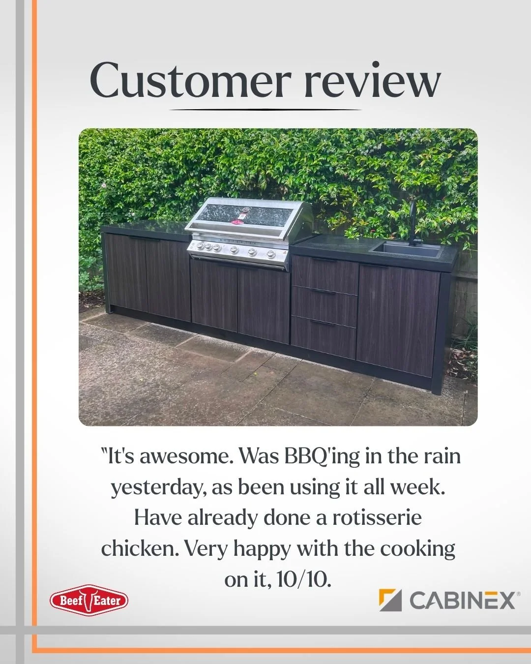 Customer feedback like this...😍

We love hearing your feedback. 
If you have had one of our Cabinex kitchens installed in your home we would love to know what you thought. 
Have you had the first grill? Dinner party? Family get together?
Email sales