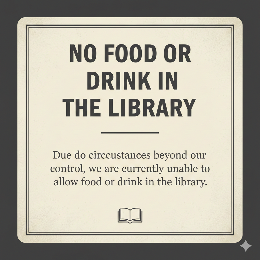 Sorry: No Food or Drink in the Library