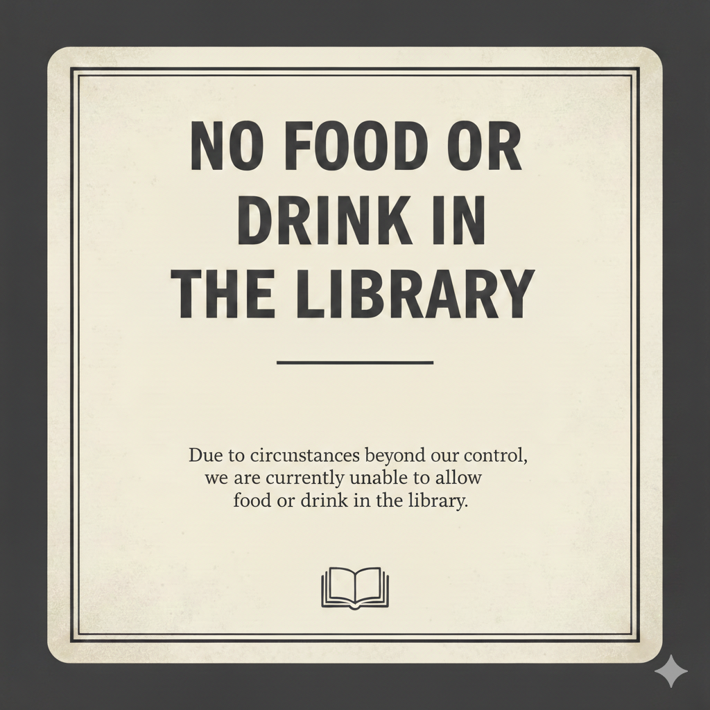 Sorry: No Food or Drink in the Library