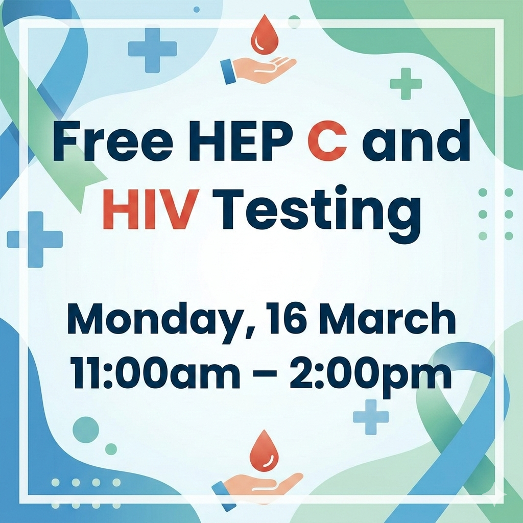 Free HEP C and HIV Testing—Monday, 16 March⋅11:00am – 2:00pm