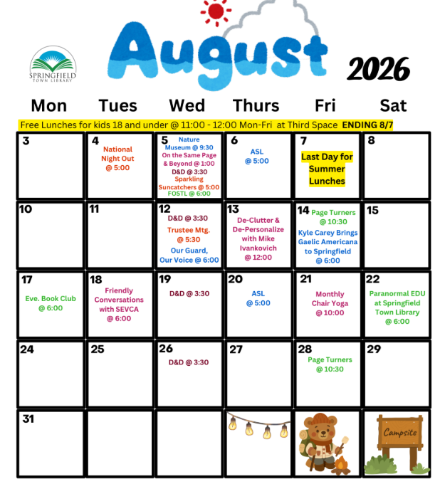 August Event Calendar