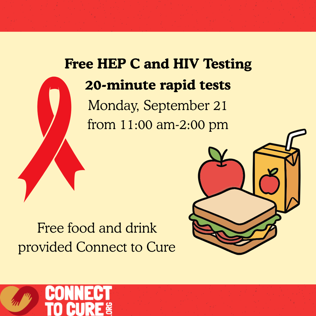 Free HEP C and HIV Testing, Monday, September 21, 11:00am–2:00pm