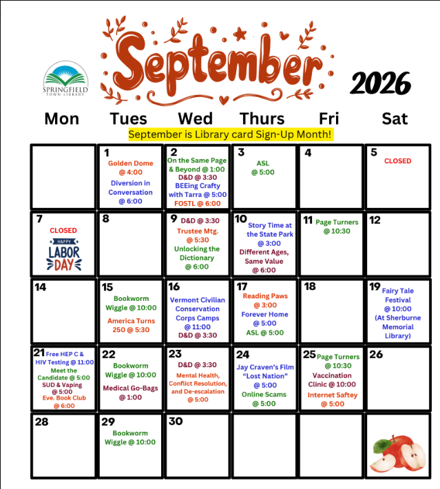 September Event Calendar