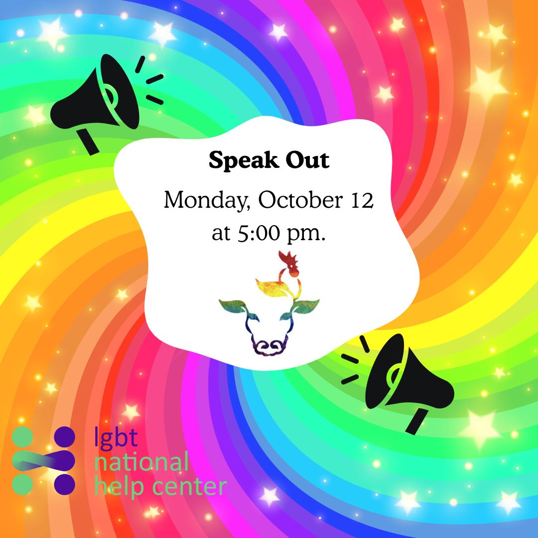 Join VINE Sanctuary for an LGBTQ+ Speak Out on Monday October 12, 2026, 5-6:30pm 