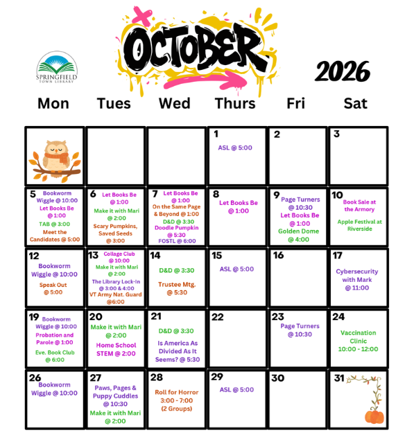 October Event Calendar