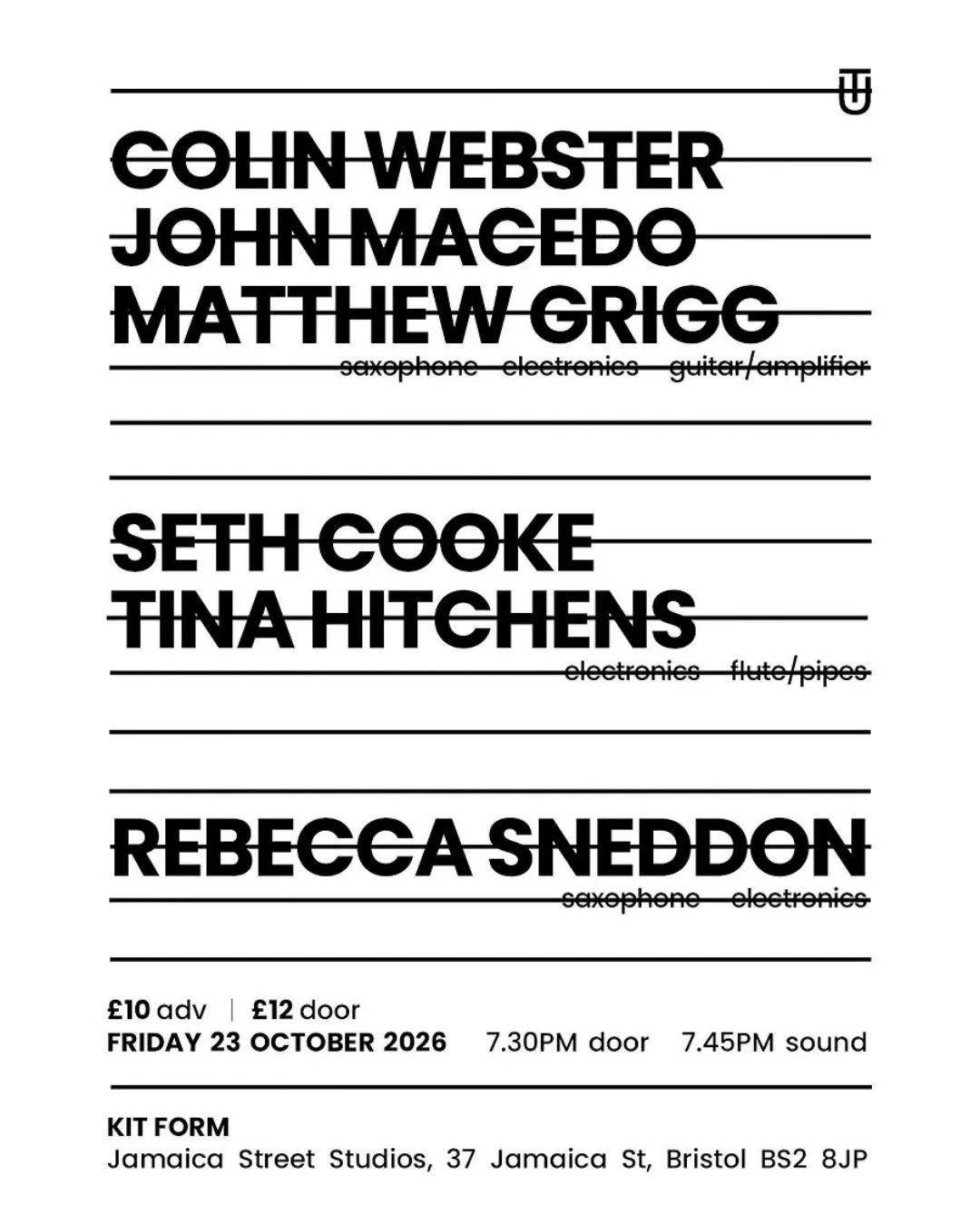 Live Music with Webster / Macedo / Grigg • Cooke / Hitchens • Sneddon