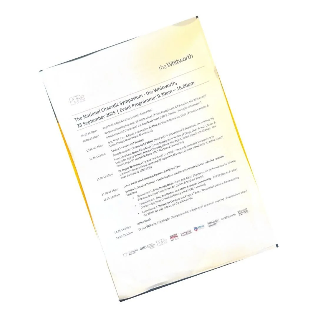 Week 20:
The National Chaordic Symposium - Portraits of Recovery @ The Whitworth