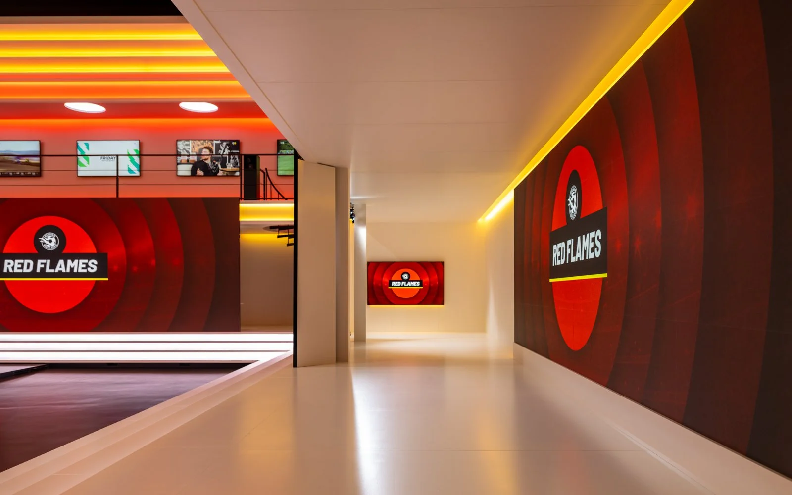 Scenic sports studio with integrated lighting and camera sightlines