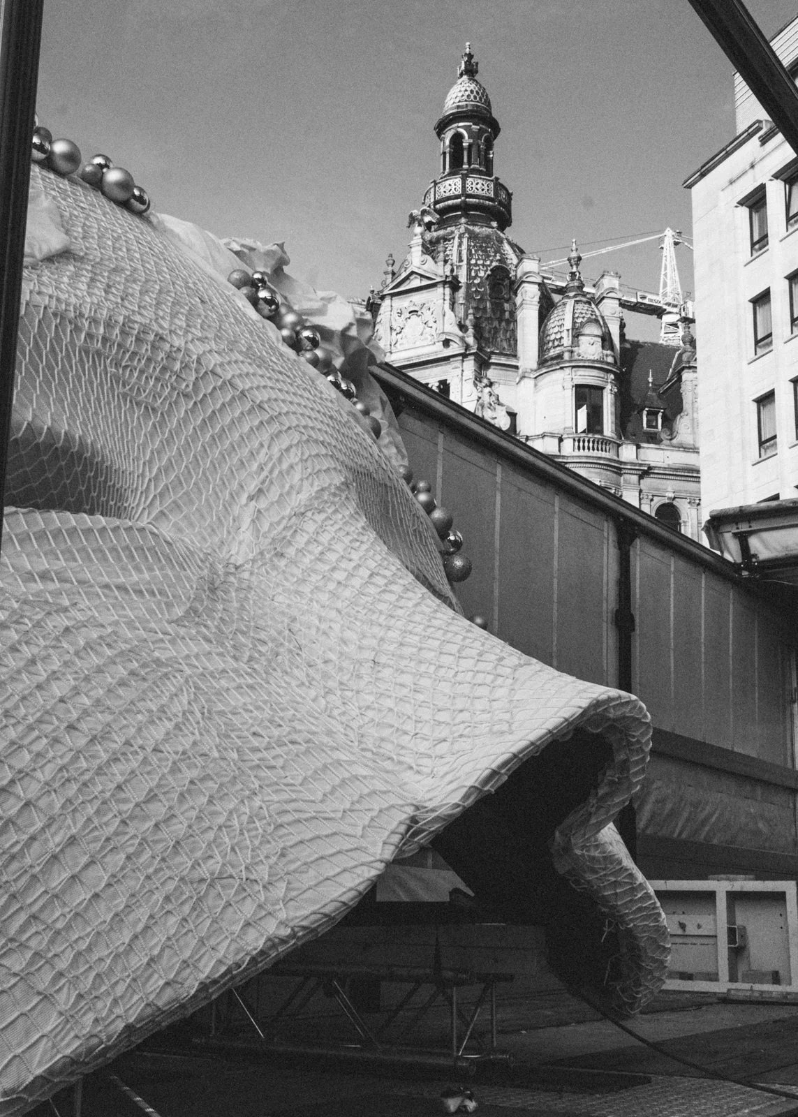 Netflix Bridgerton outdoor activation with 3D mask and integrated lighting