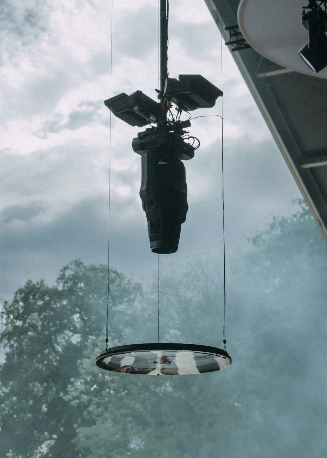 Water-based light installation above dancefloor at Voodoo Village festival