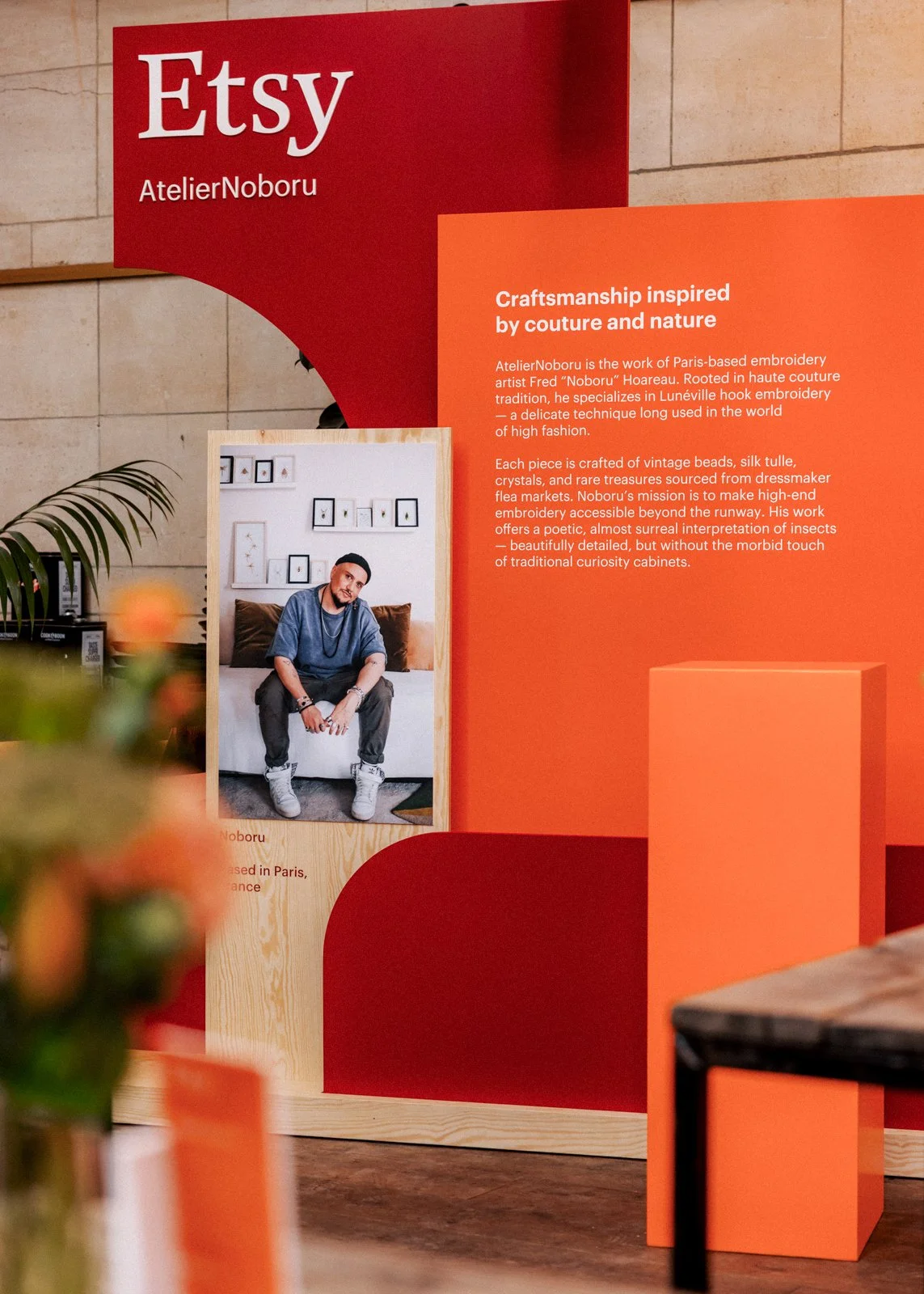 Modular booth design showcasing local artisans for Etsy EU Artisan Day corporate event