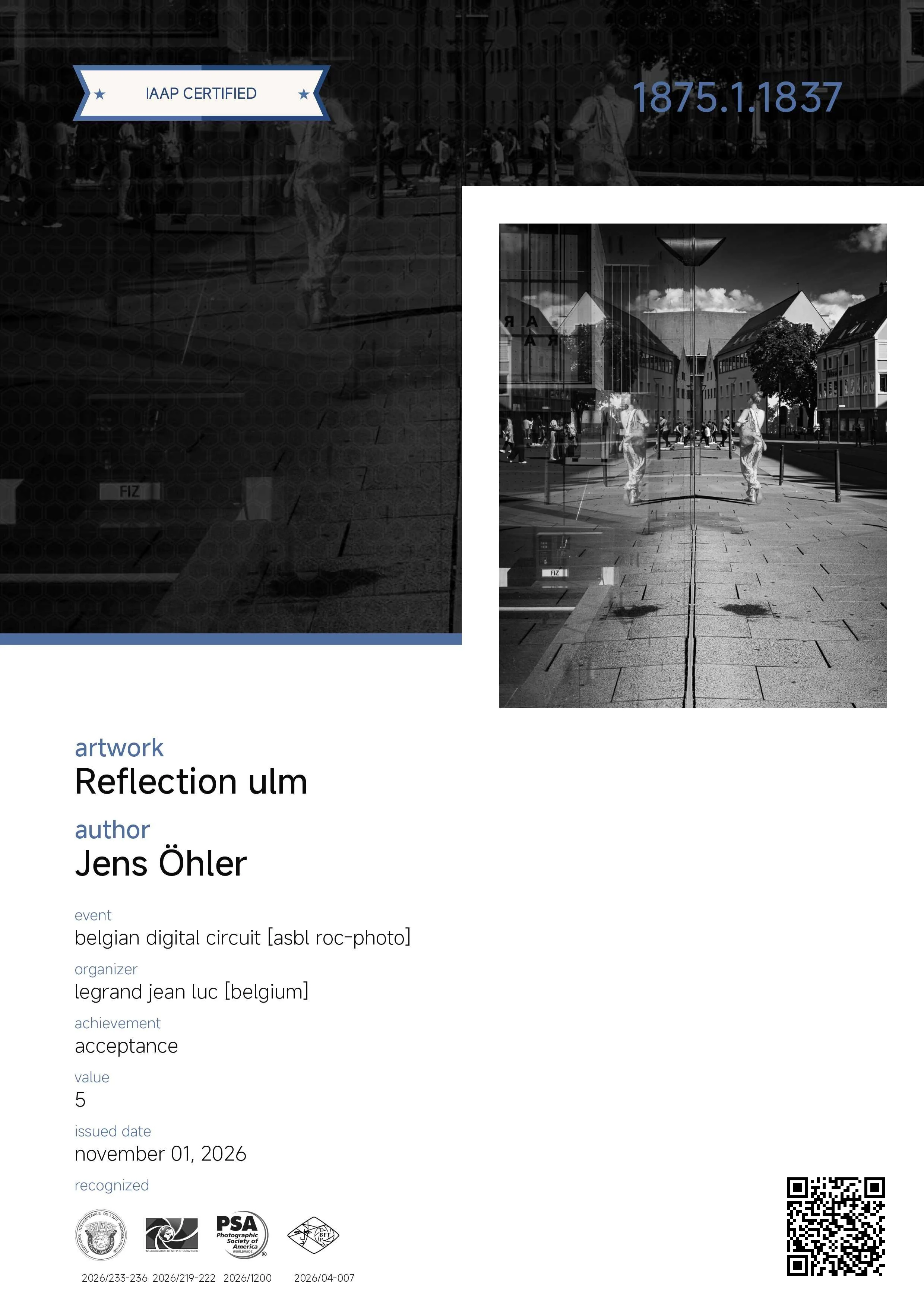 Reflection Ulm · Acceptance · Belgian Digital Circuit – ASBL ROC-PHOTO · 2026