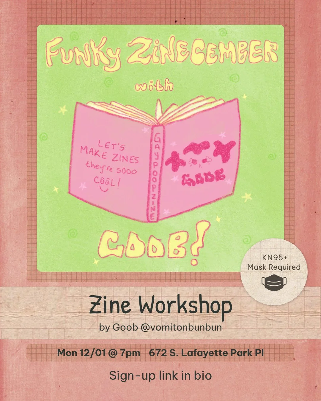 If you have a story to tell about your queer experience or want to express your feelings through art, come make zines with us! :)

No experience needed and beginners are encouraged to come have fun and be in community. Supplies are provided!

Monday 