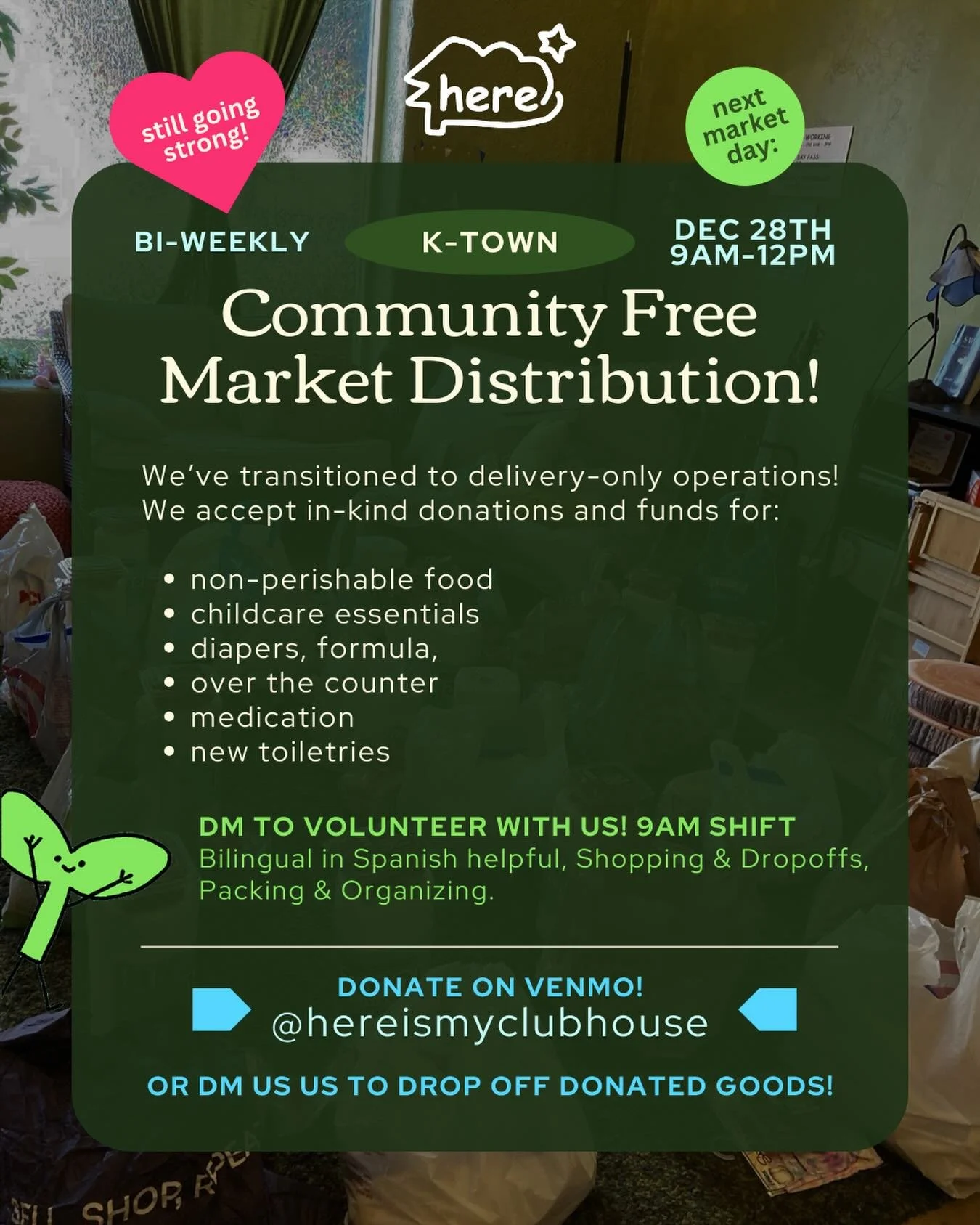 Give families the gift of mutual aid! 💸 Our bi-weekly FREE MARKET continues this Sunday (11/28). We need shoppers, packers, drivers, etc. to deliver food and supplies straight to families affected by 🧊. Thank you for your donations and volunteer ef
