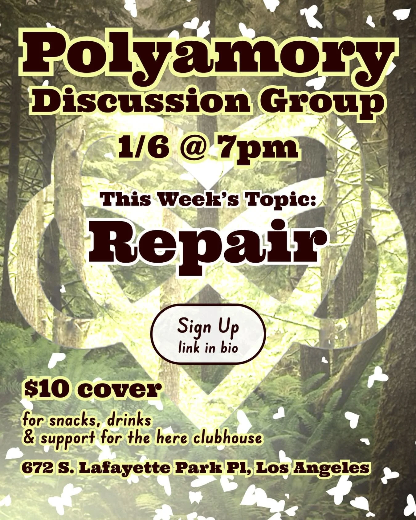 New year new beginnings in your relationships 🎊Discuss this and more in our monthly Poly Discussion Group the first Tuesday of every month. $10 cover fee which will go towards keeping the Clubhouse open. Let&rsquo;s commit relationship anarchy toget