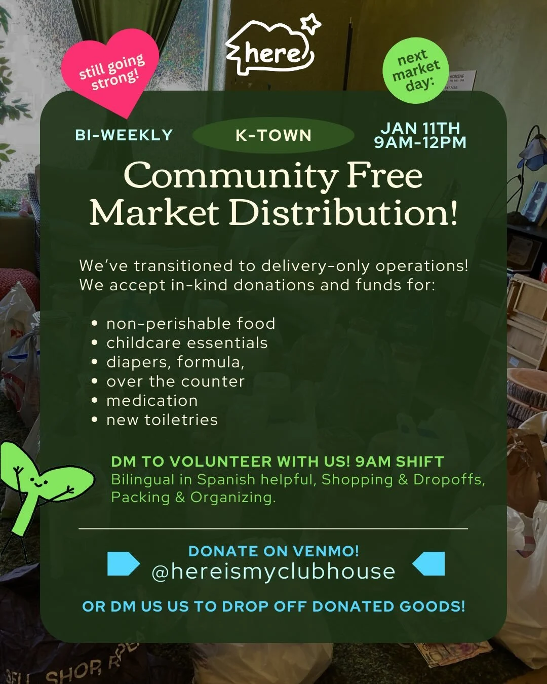 Sign ups now live for our FREE MARKET 📋 Our bi-weekly mutual aid program is this Sunday (1/11) We need shoppers, packers, drivers, etc. to deliver food and supplies to families impacted by 🧊 Thank you for showing up week after week and hope to see 