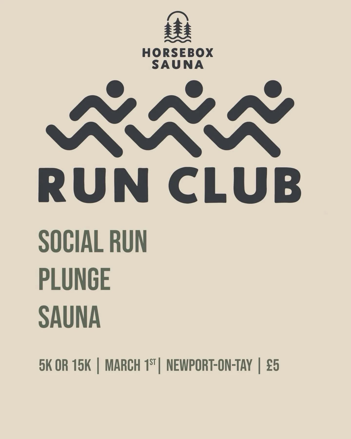 Next run club is on Sunday 1st of March!

2 distances to choose from - 5k or 15k.

Both starting at 09:00, same out and back route towards Tayport/Tentsmuir with 5k&rsquo;ers turning back at usual spot (Tayport lay-by), then on to enjoy the sauna at 