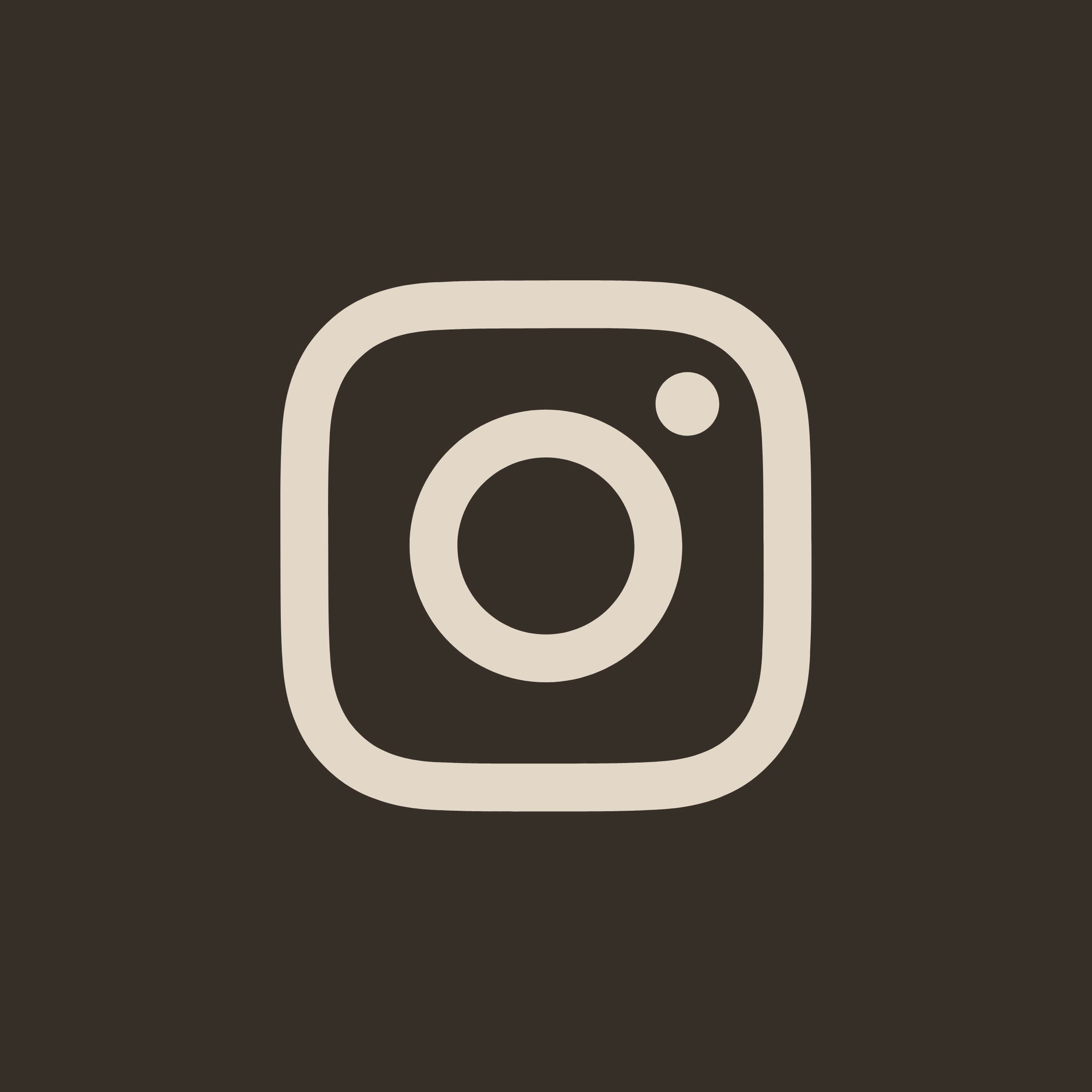 Instagram logo in beige on a dark background.