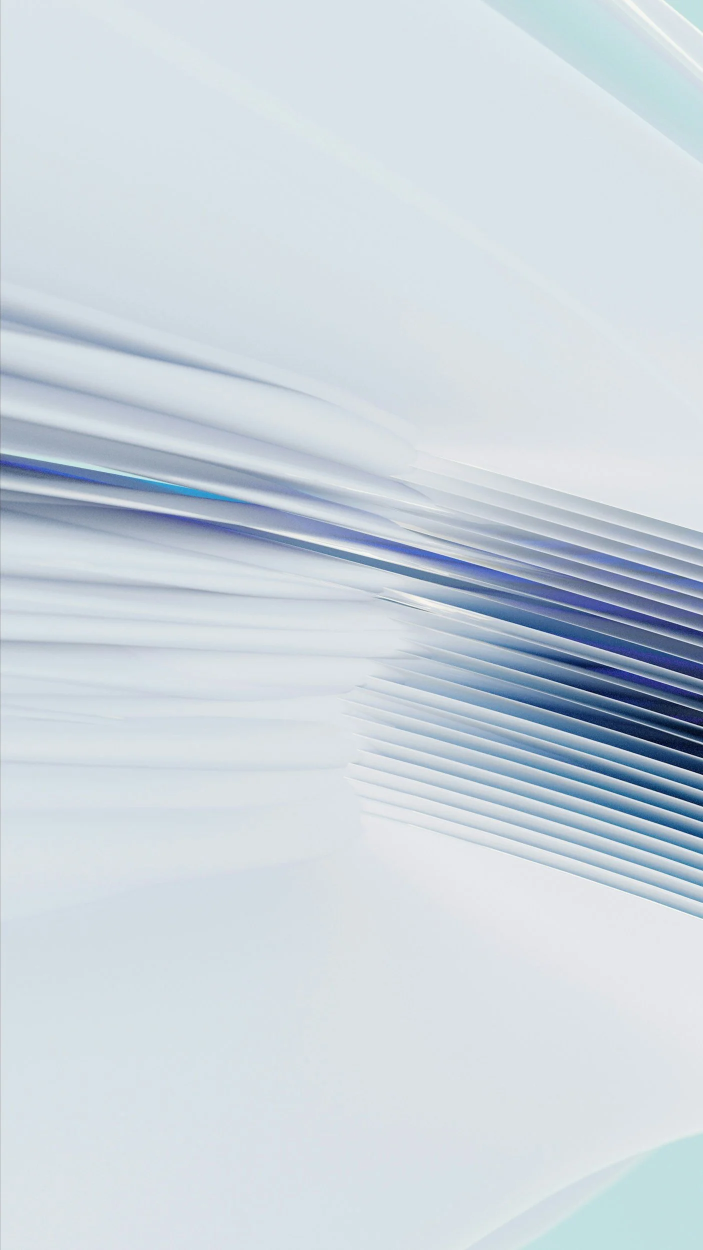 Abstract image of layered paper sheets in shades of white and blue.