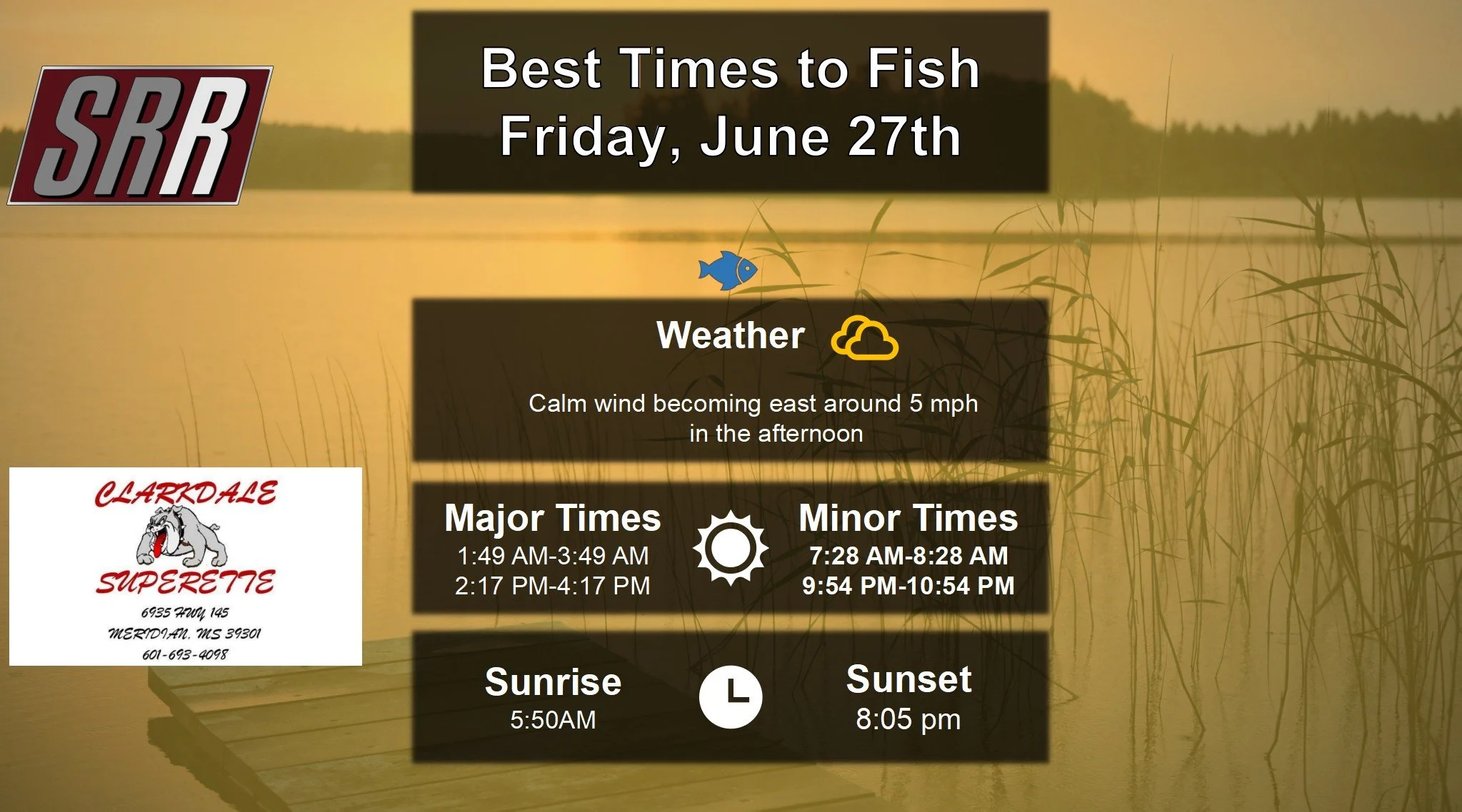 Best Times To Fish Today 6-27-25