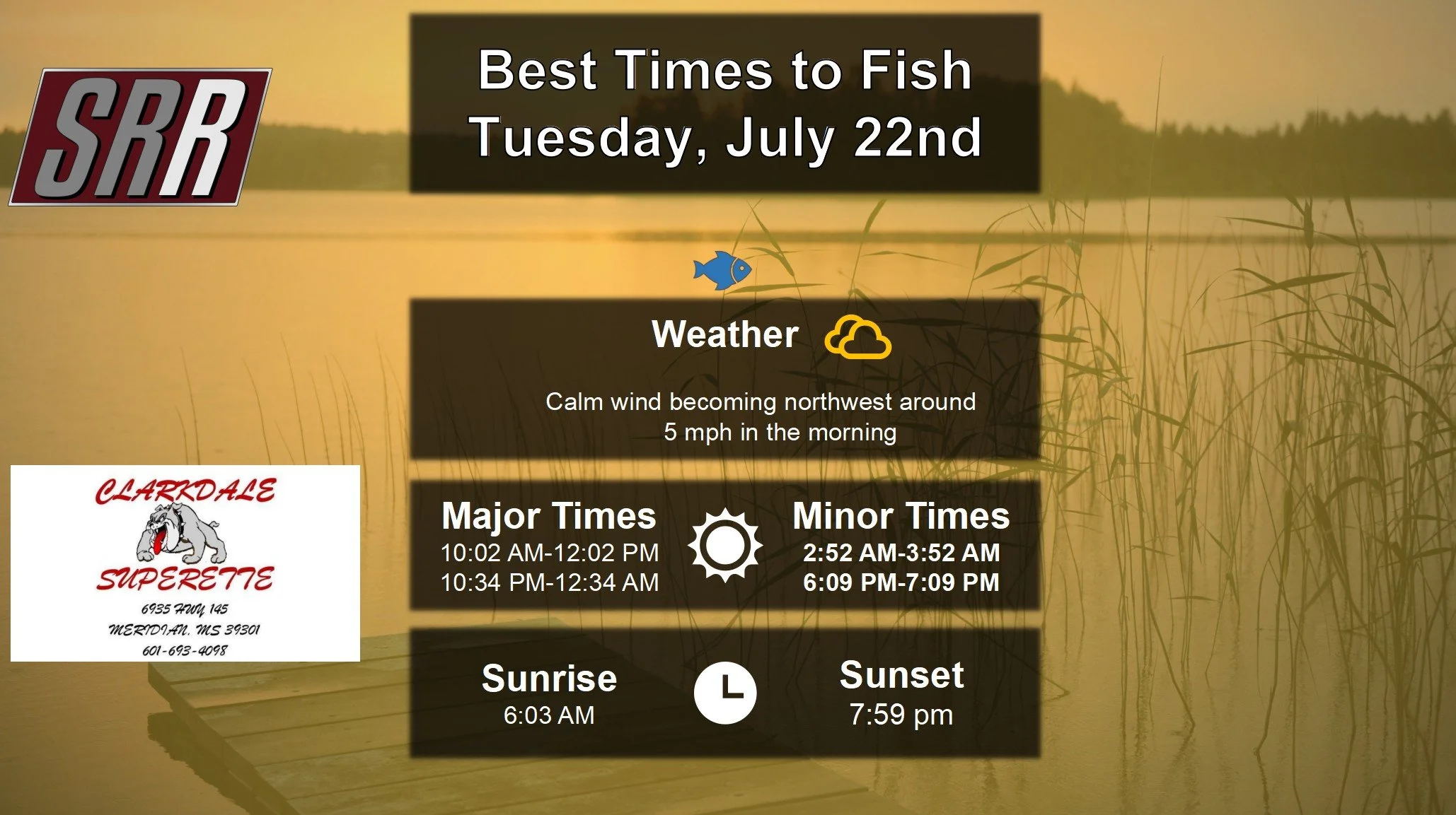 Best Times To Fish  7-22-25