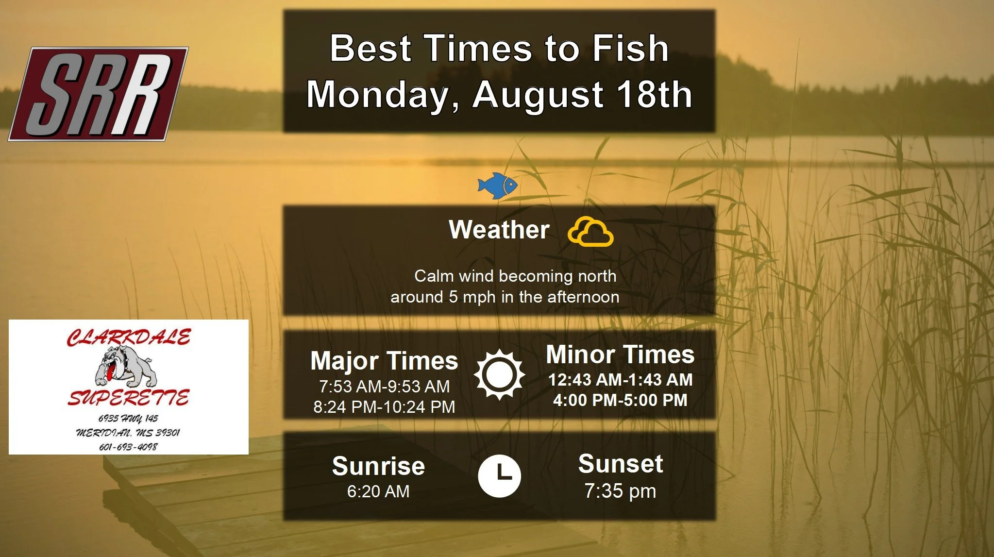 Best Times To Fish 8-18-25