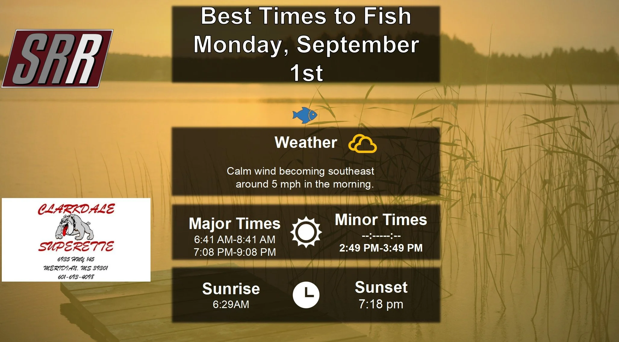 Best Times To Fish 9-1-25