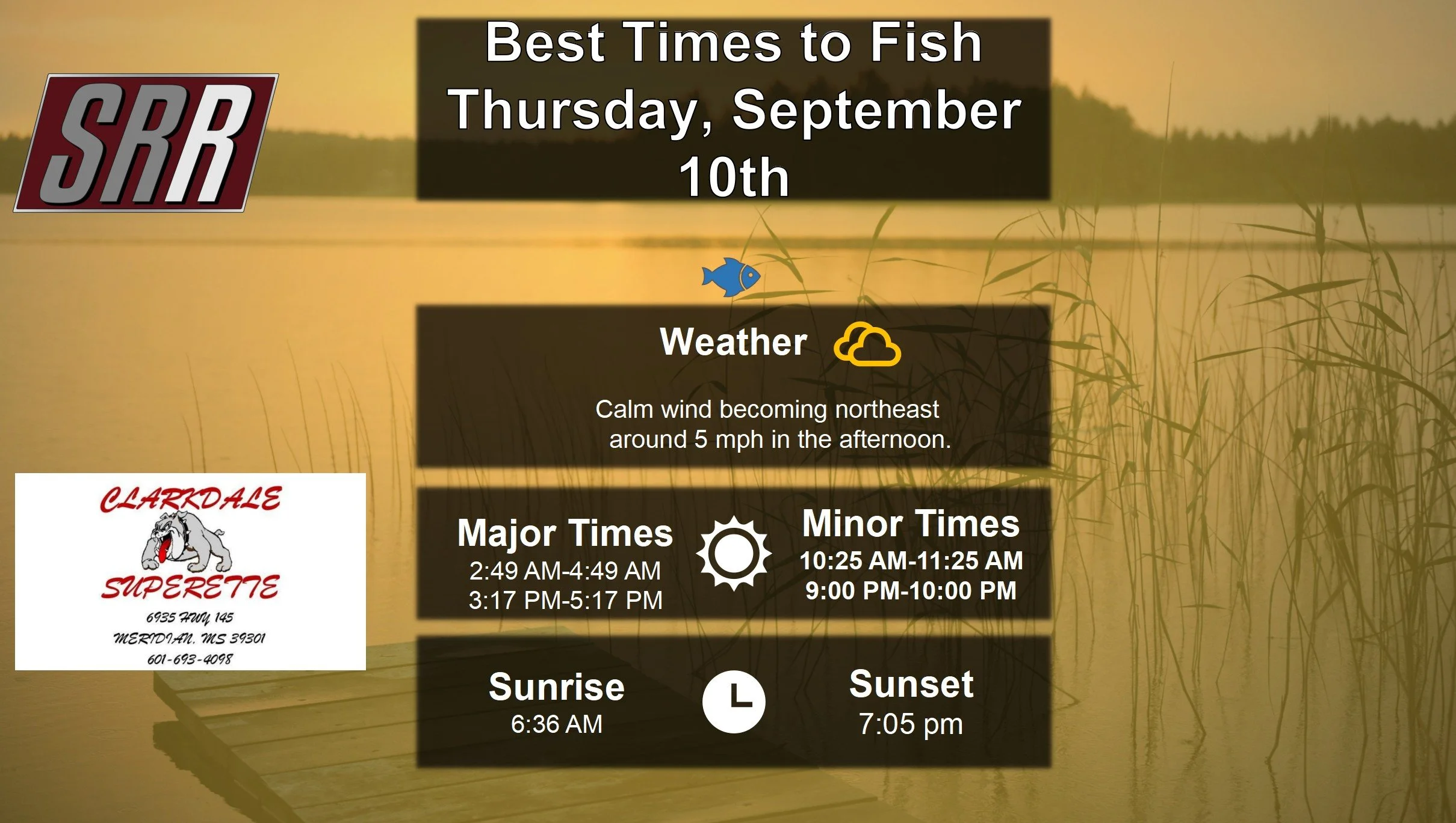 Best Times To Fish 9-11-25