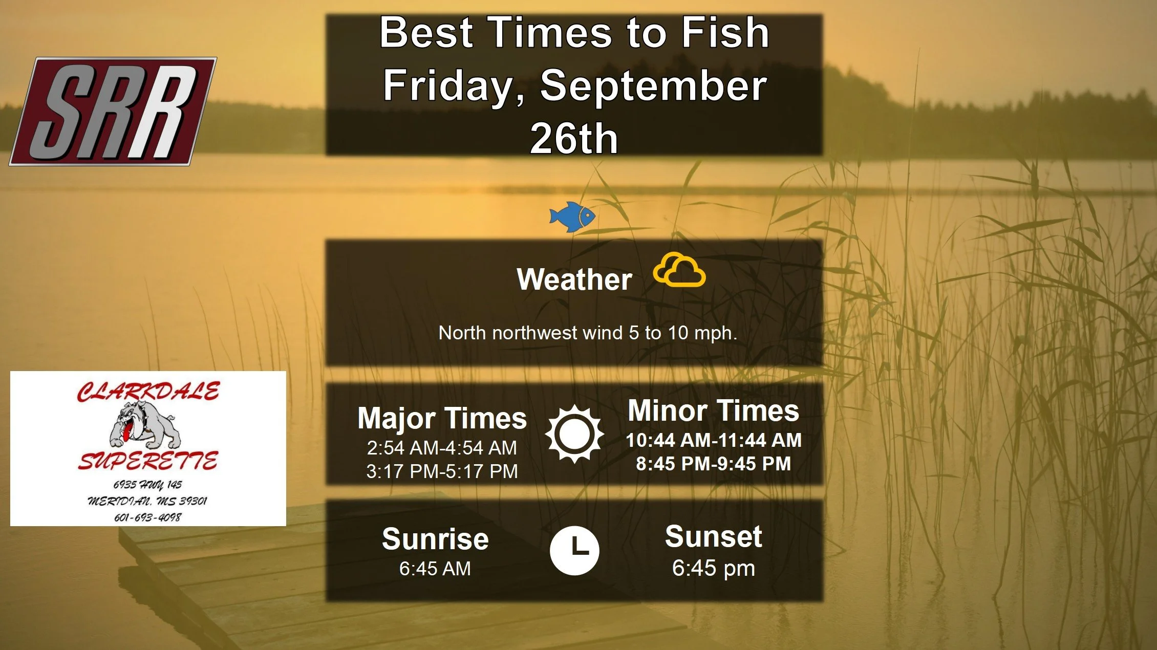 Best Times To Fish 9-26-25