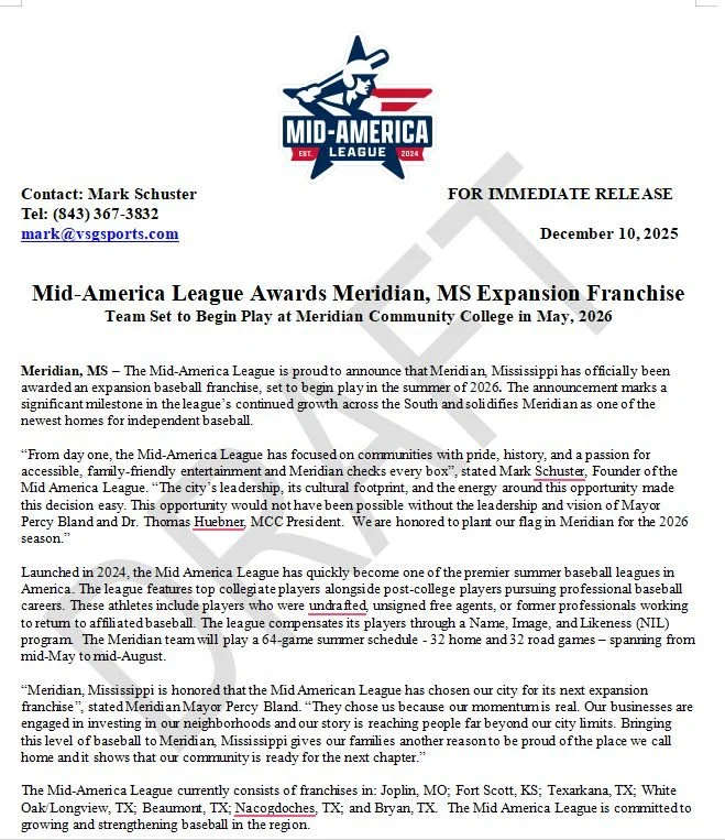 Breaking news for the City of Meridian...