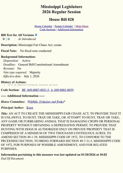 Mississippi: House Bill 828