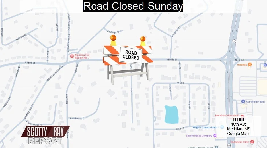 Temporary road closure on N. Hill St. in Meridian beginning this Sunday morning February 8, 2026