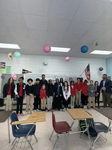 Jeff Tate visited Northeast Middle School