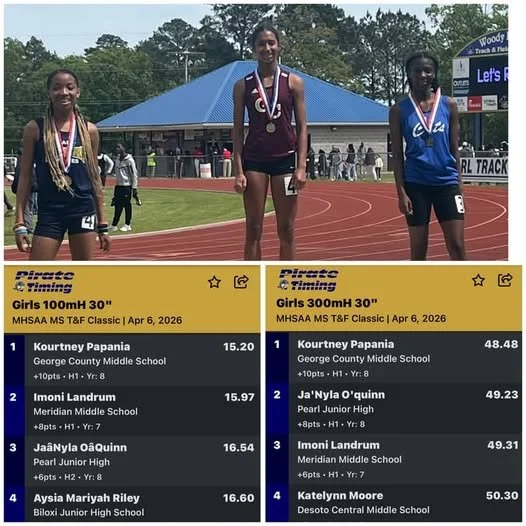 Imoni Landrum of the Meridian Middle School Track &amp; Field Program traveled to Pearl High School for the MHSAA Middle School Championship