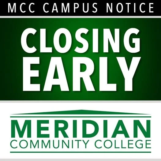 Due to inclement weather, two events at Meridian Community College this evening have been canceled