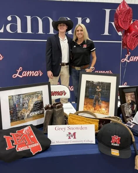 Congratulations Grey Snowden on receiving a rodeo scholarship to East Mississippi Community College, the first rodeo scholarship for a Lamar student.