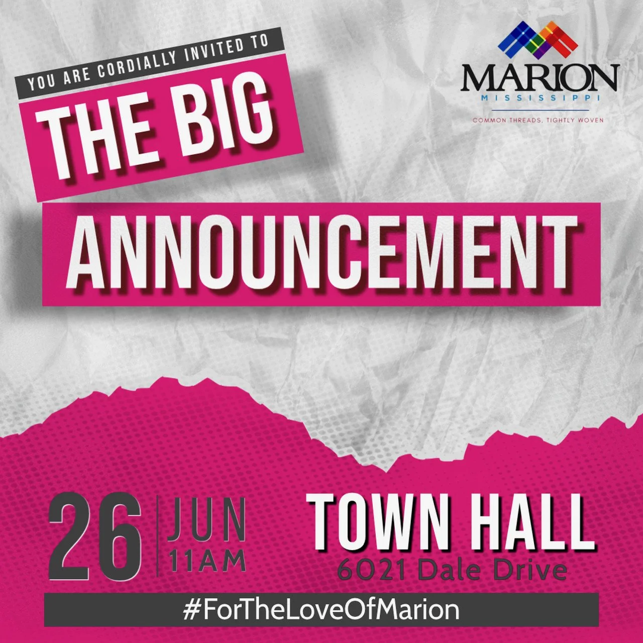 Town of Marion Invites Community to Historic Big Announcement