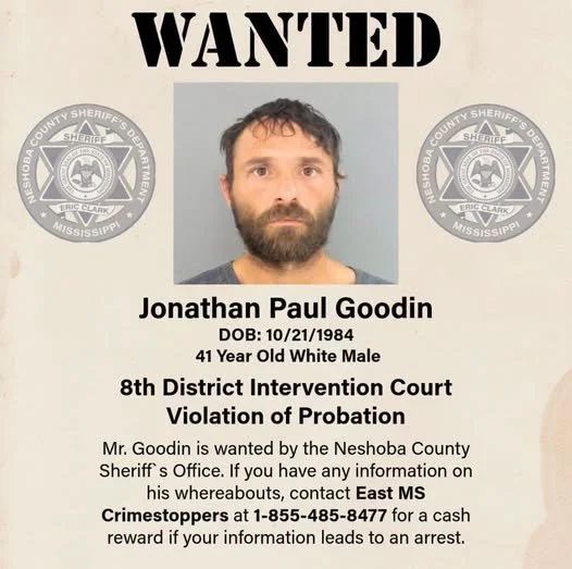 Wanted Neshoba County Sheriff's Office Jonathan Paul Goodin - Probation Violation