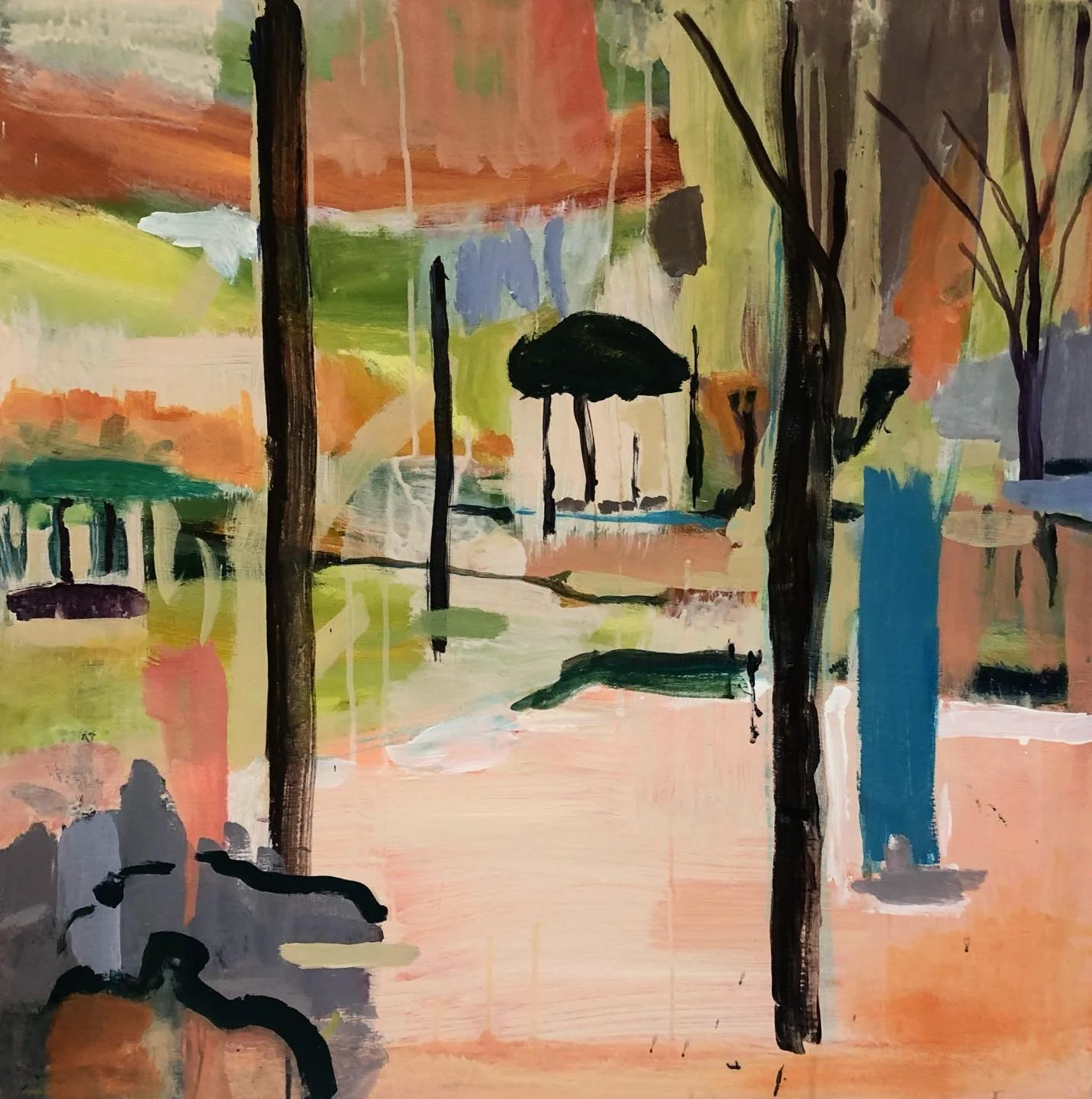 syd p&aring;
Akryl p&aring; l&aelig;rred 80 x 80